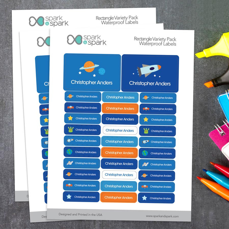 Outter Space Labels Rectangular Pack (Set of 128)