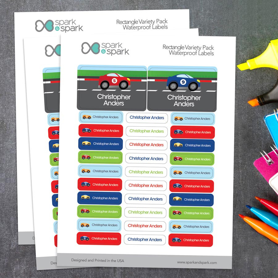 A Car Race Labels Rectangular Pack (Set of 128)