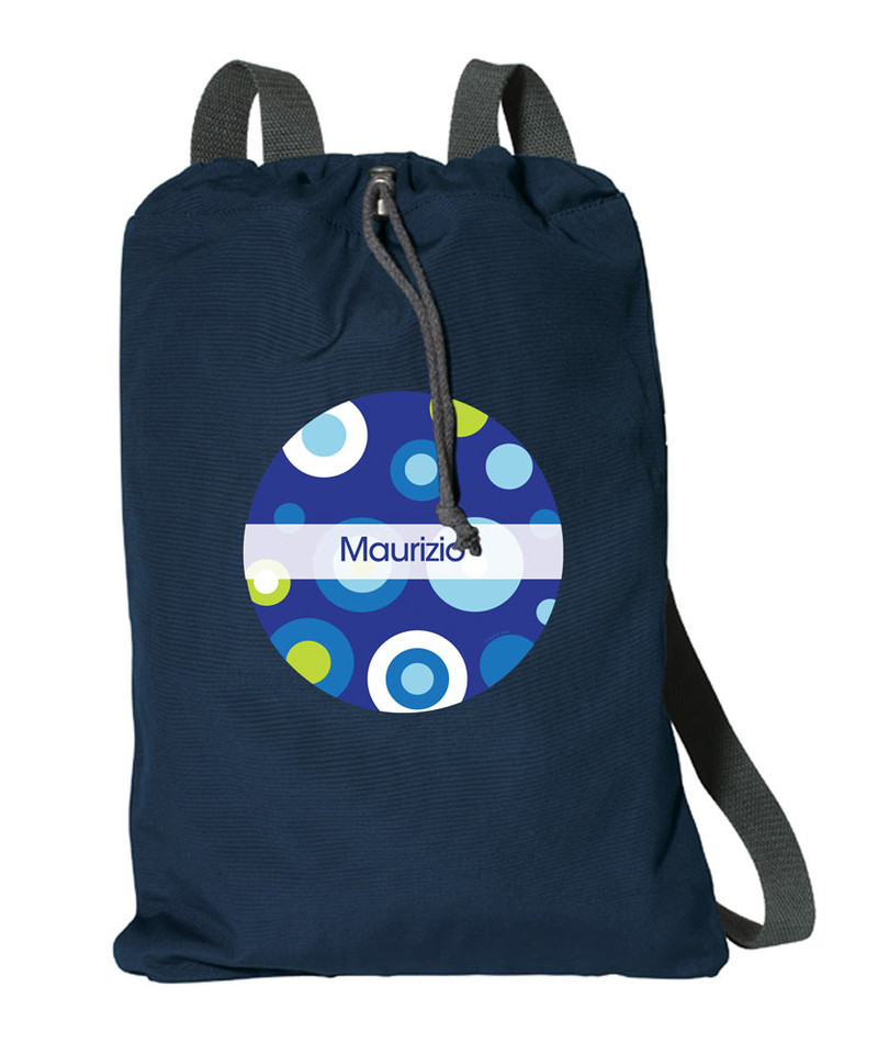 Circles And Circles Blue Personalized Kids Bags