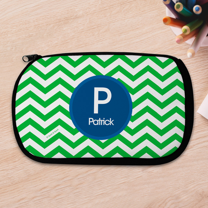 Green And Blue Chevron Pencil Case
