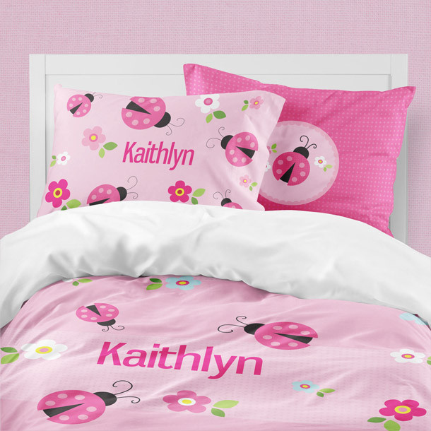 Sweet Pink Lady Bug Duvet Cover