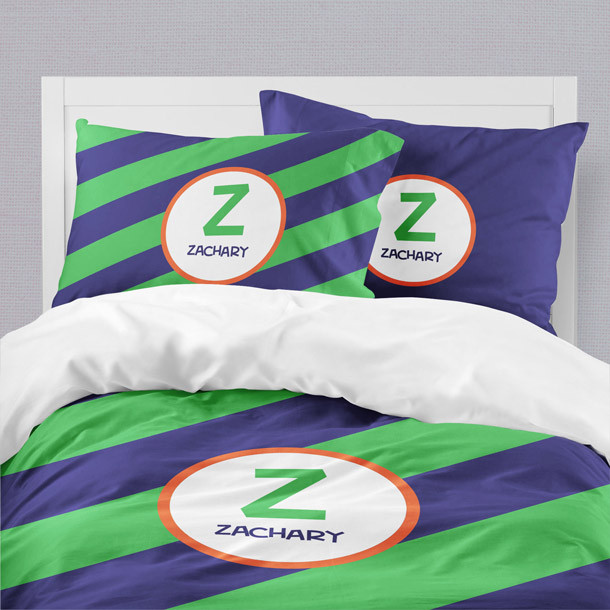 Fun initials Green Duvet Cover