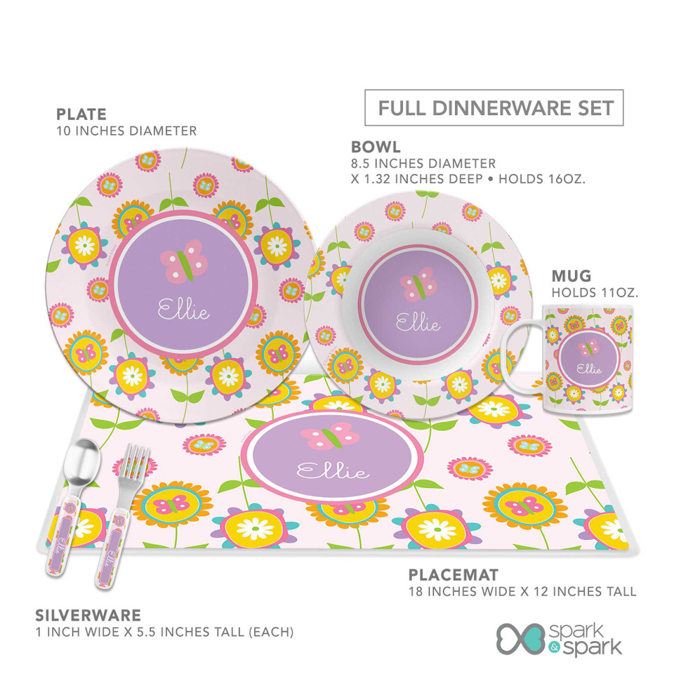 Pink Flowers Pattern Custom Plate for Girls