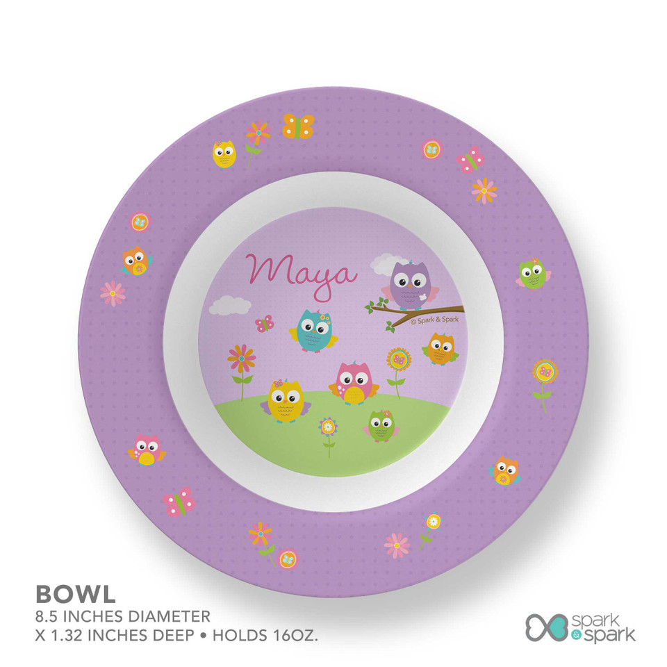 Owls On The Field Custom Plate for Girls