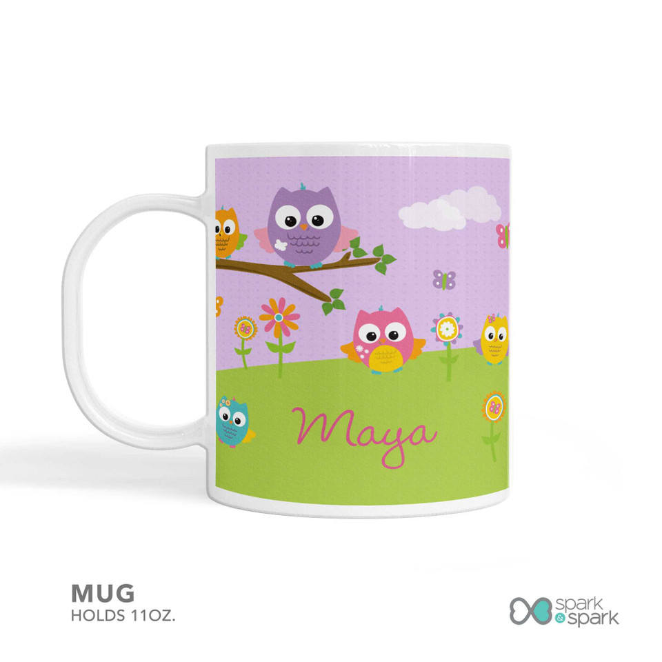 Owls On The Field Custom Plate for Girls