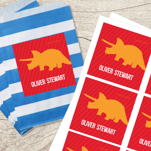 Dino And Me - Red Gift Label Set