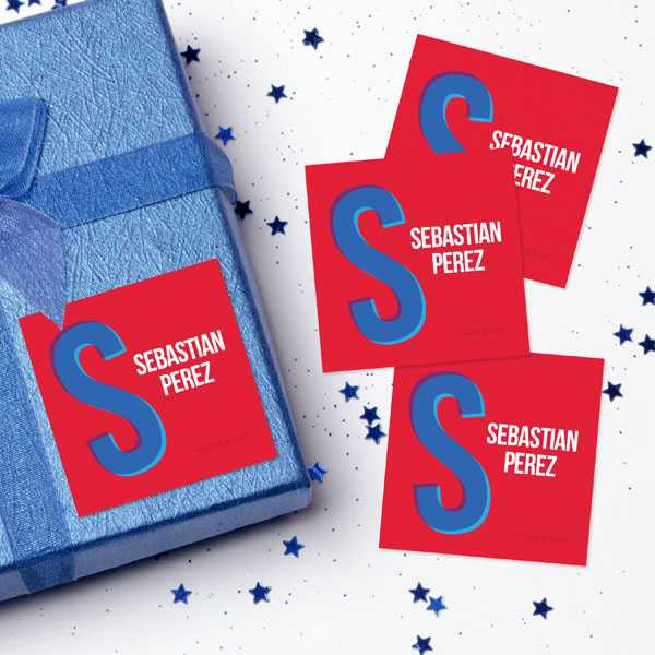Double Initial - Red Gift Label Set