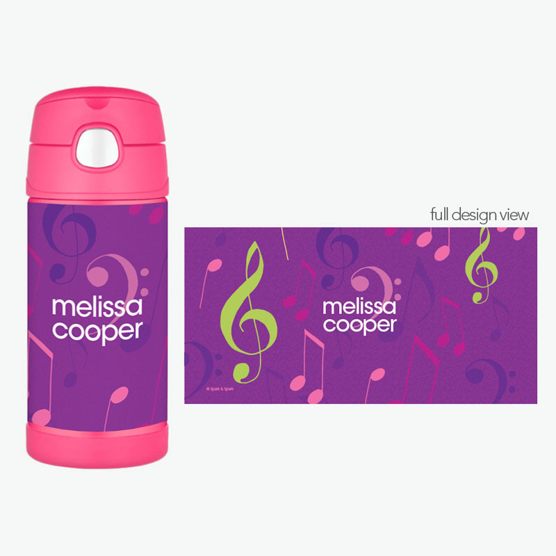 Girly Music Notes Thermos Bottle