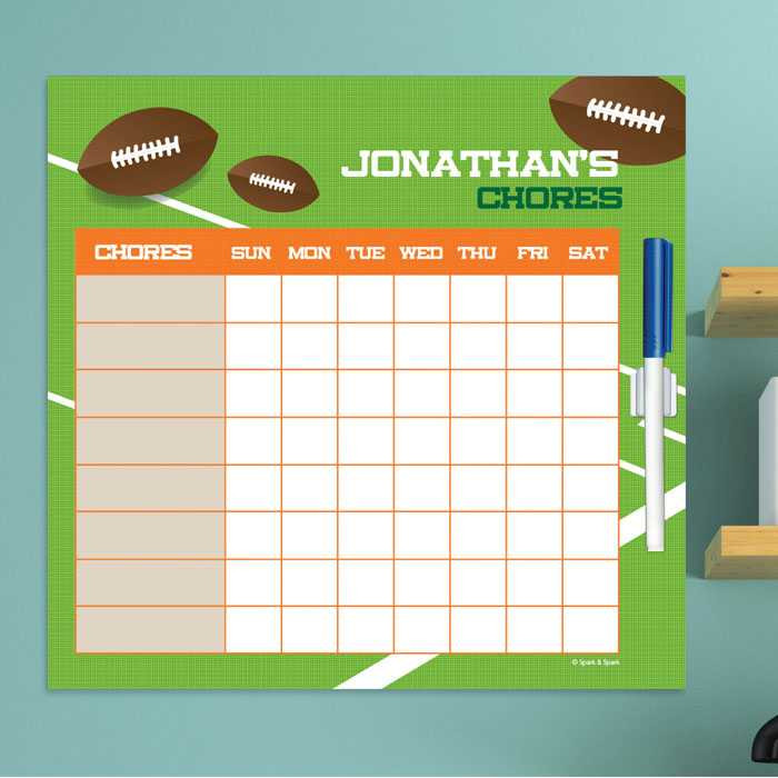 Football Fan Toddler Chore Chart