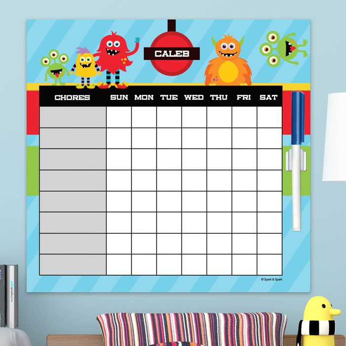 Monster Attack Weekly Chore Chart
