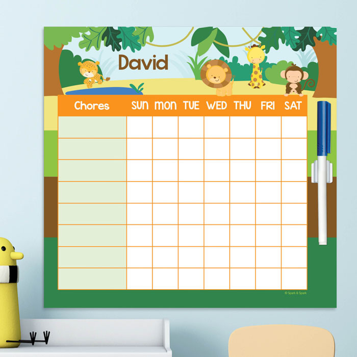 Cute Jungle Animals Toddler Chore Chart
