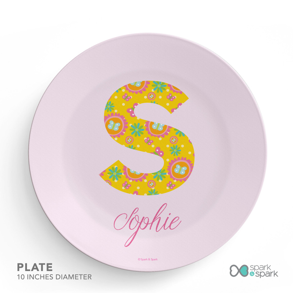 Flower Initial Kids Plates