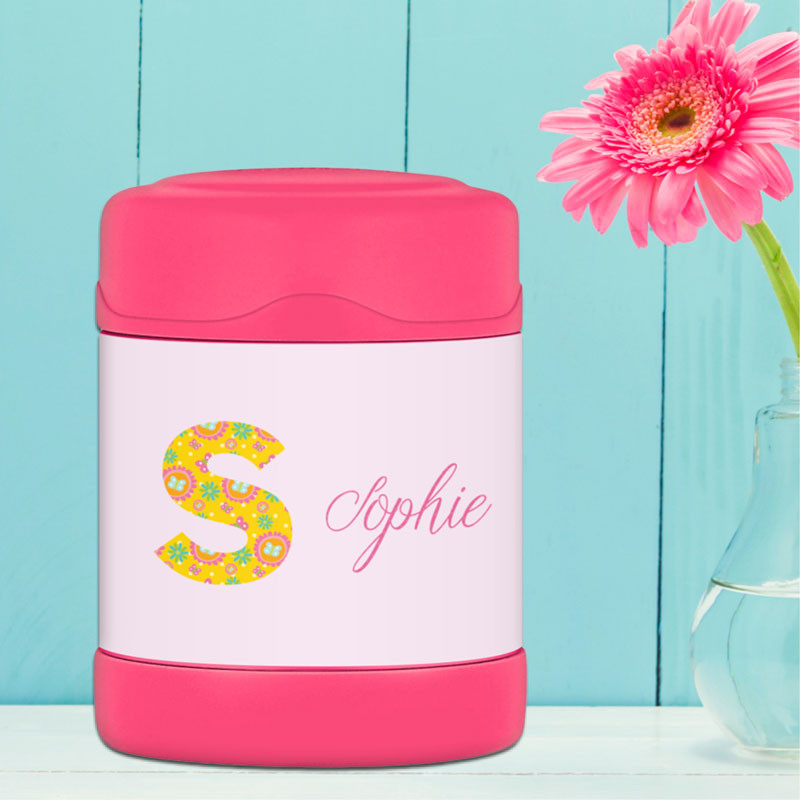 Flower Initial Thermos Food Jar
