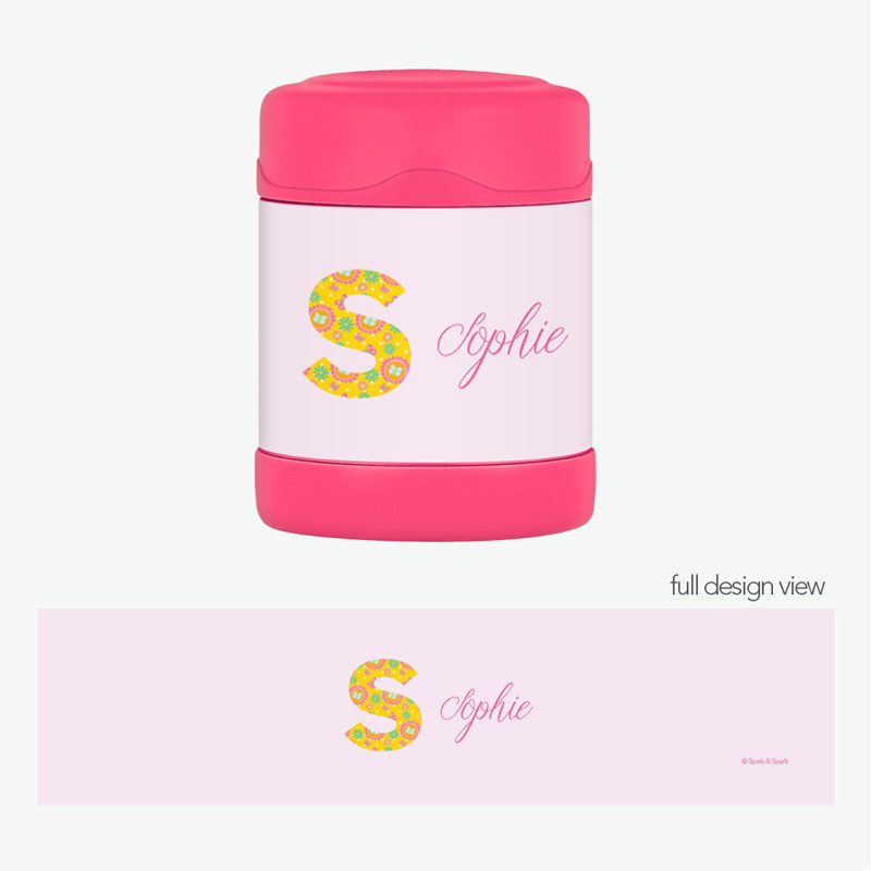 Flower Initial Thermos Food Jar