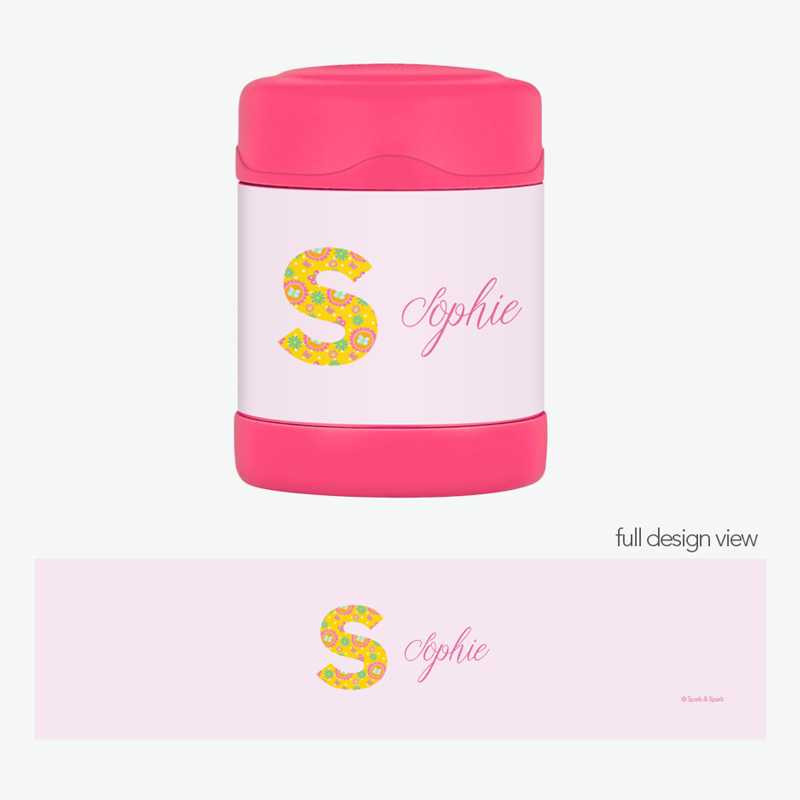 Flower Initial Thermos Food Jar