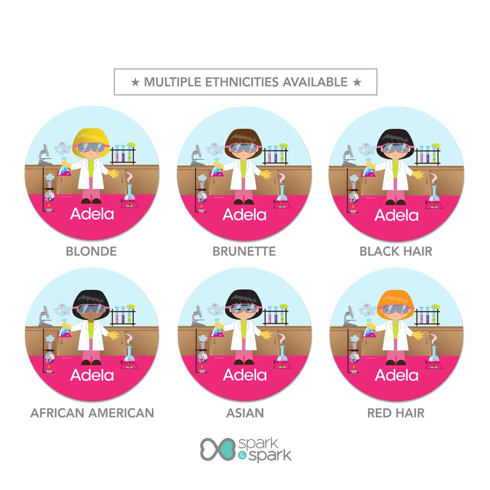 Cute Scientist Girl Kids Plates