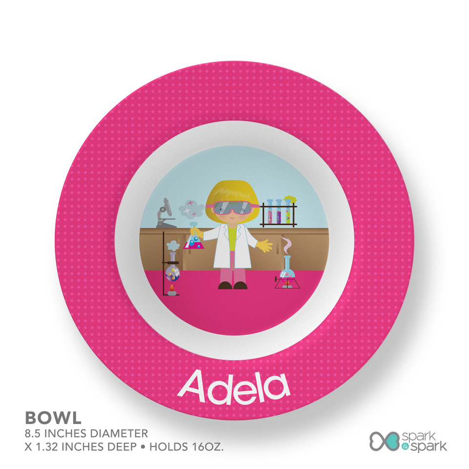 Cute Scientist Girl Kids Plates