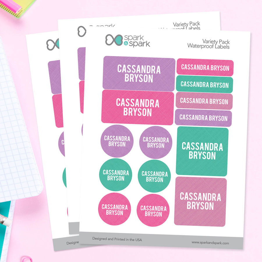 Linen Girl Shades - Purple Waterproof Labels Variety Pack