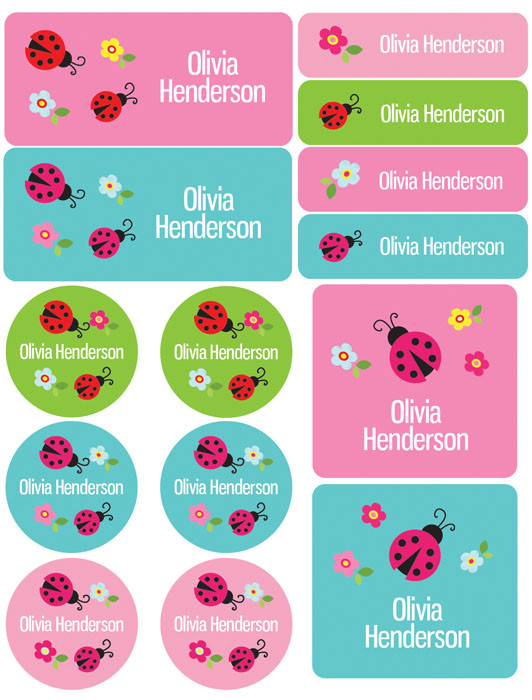 Sweet Lady Bugs Waterproof Labels Variety Pack (Set of 56)