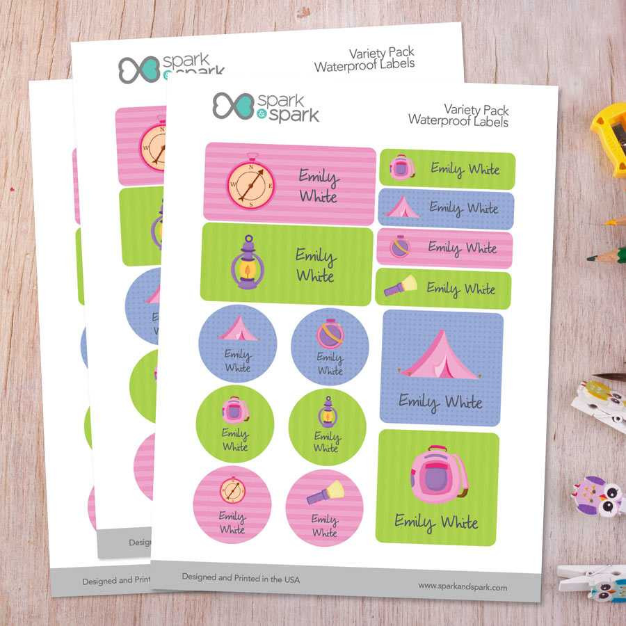 Girl Camping Waterproof Labels Variety Pack