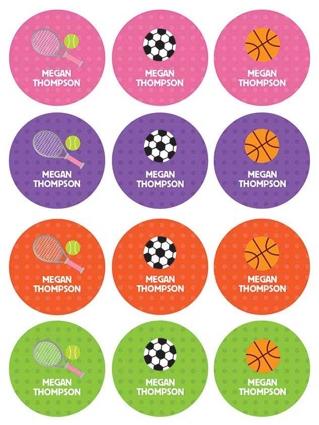 Girl Sports Waterproof Labels for Kids (Set of 48)