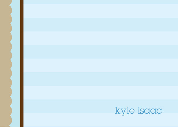 Shop Personalized Stationery Flat Note Cards | Blue And Brown Stripes