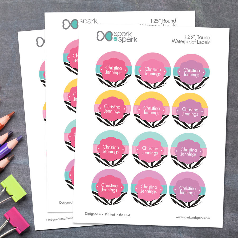 Colorful Zebra Waterproof Labels for Kids