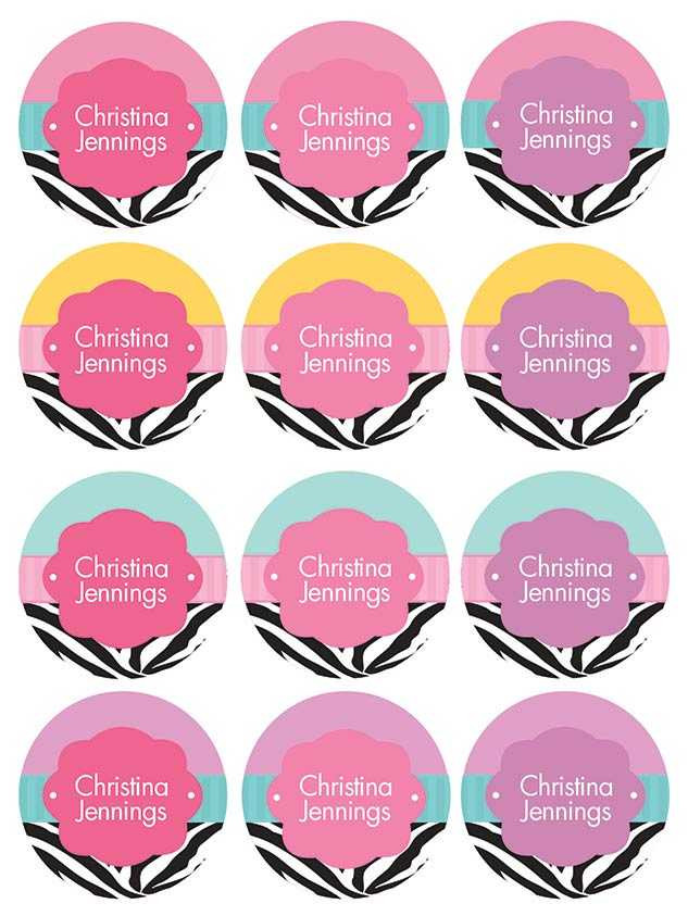 Colorful Zebra Waterproof Labels for Kids (Set of 48)