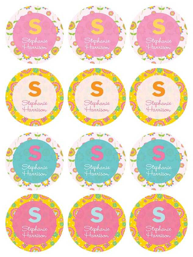 Flower Initial Waterproof Labels for Kids (Set of 48)