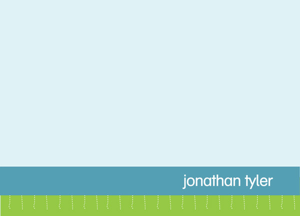 Browse Note Cards With Name | Blue And Green Borders