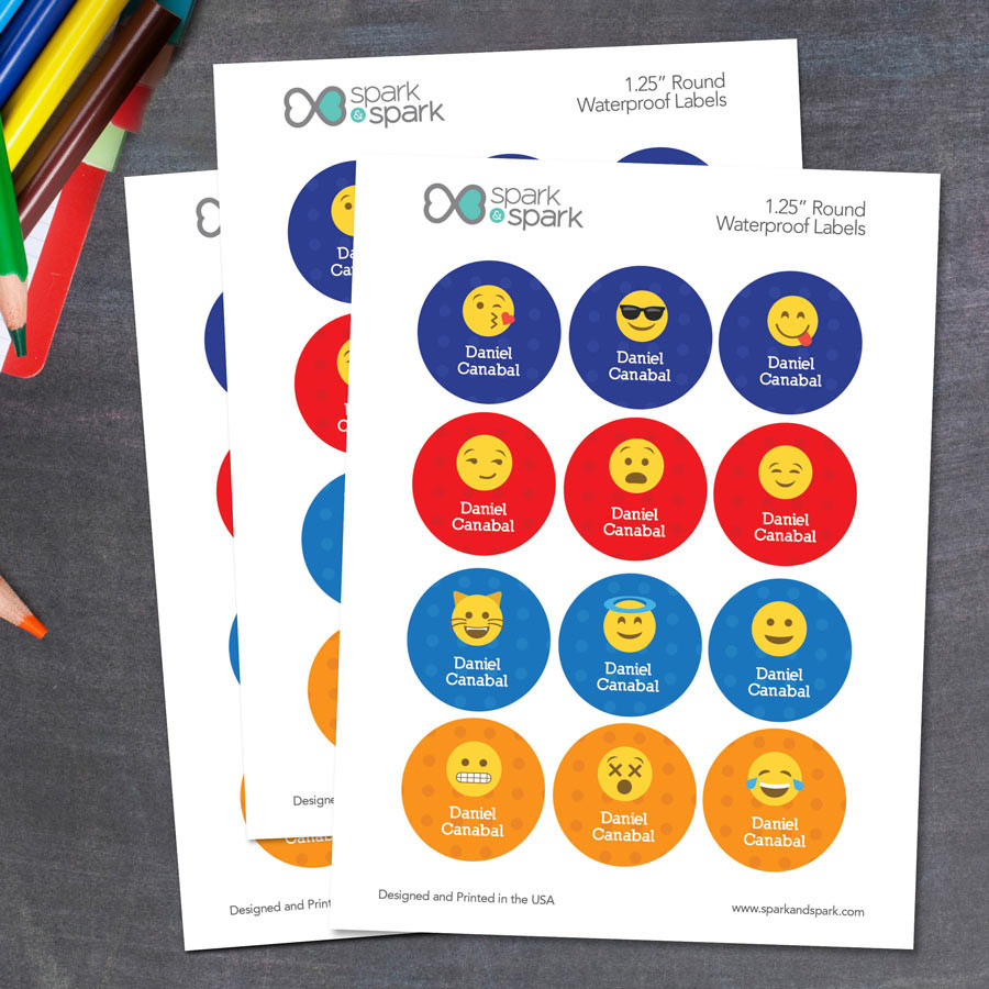 Boy Emojis Waterproof Labels for Kids (Set of 48)