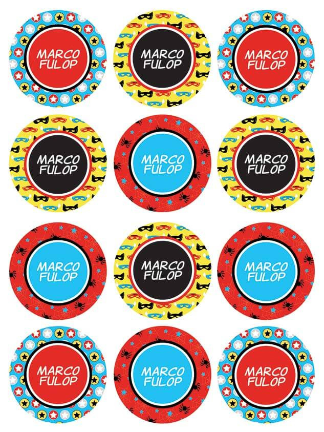 Super Hero Pattern Waterproof Labels for Kids (Set of 48)