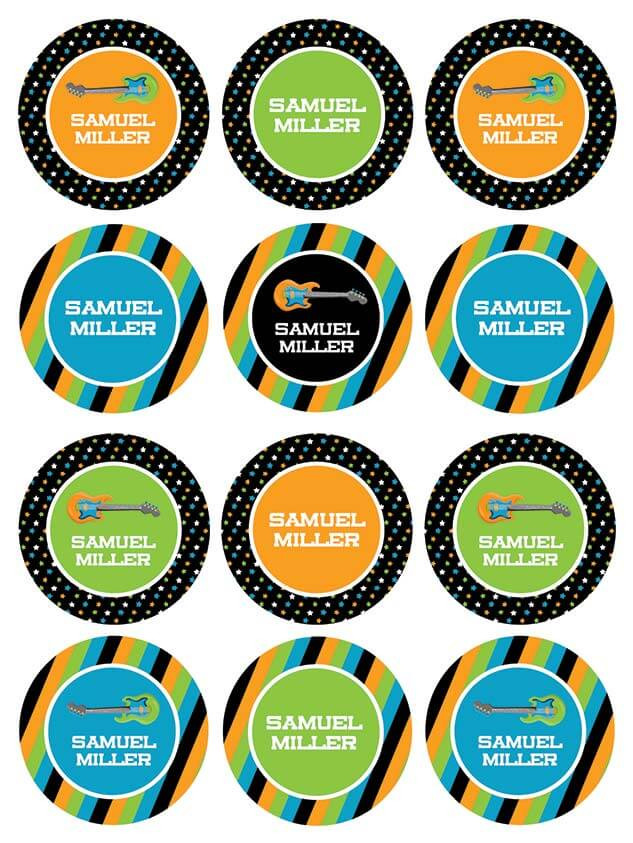 Guitar Sounds Waterproof Labels for Kids (Set of 48)