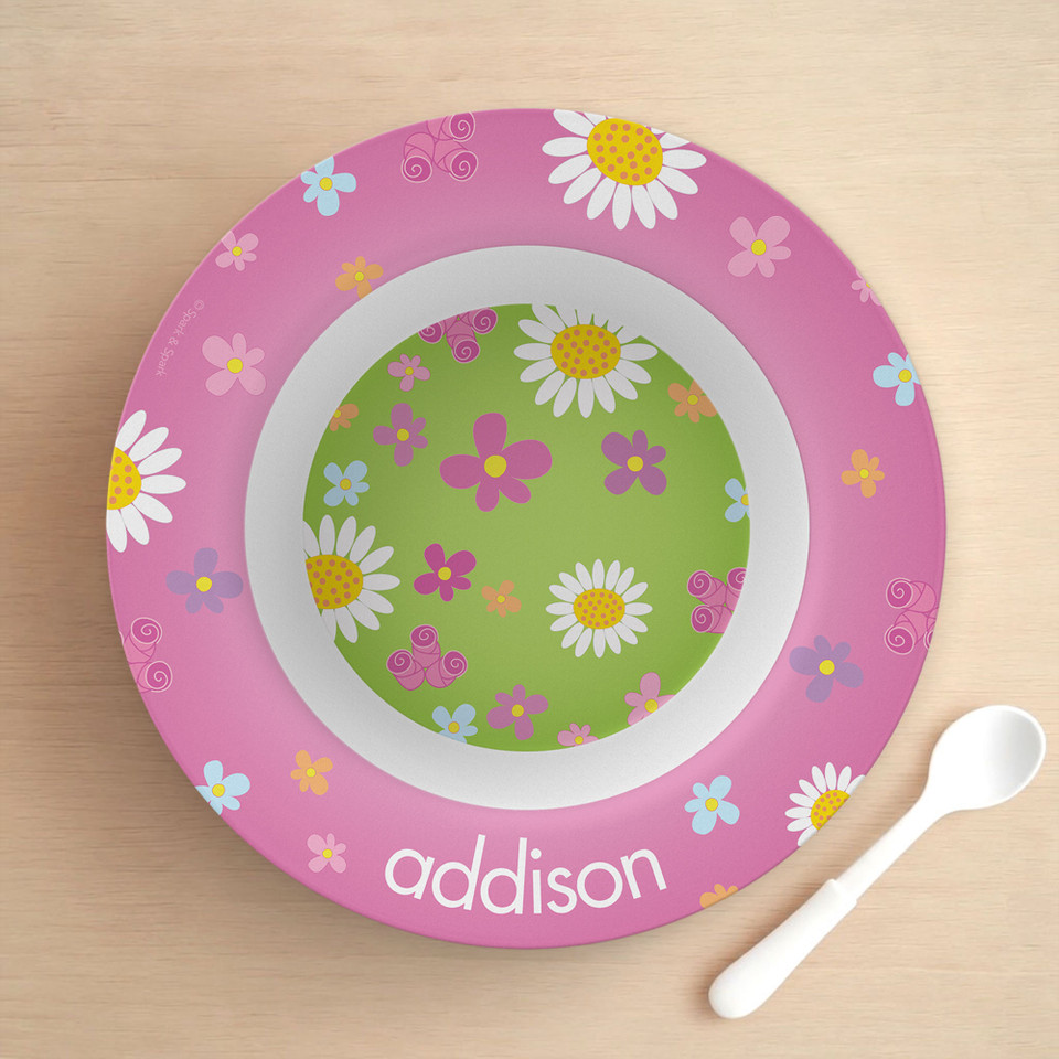 Field of Flowers Green Kids Bowl