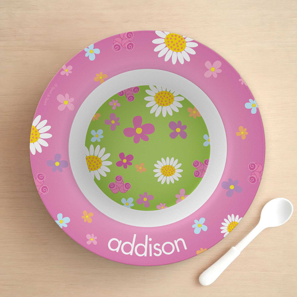 Field of Flowers Green Kids Bowl