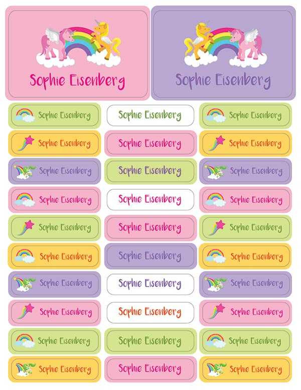 Sweet Unicorns Waterproof Labels Rectangular Pack (Set of 128)