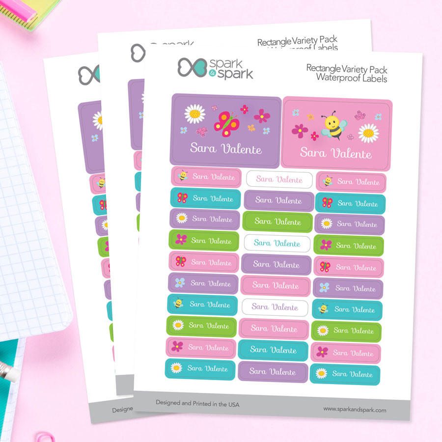 Spring Flowers Labels Rectangular Pack