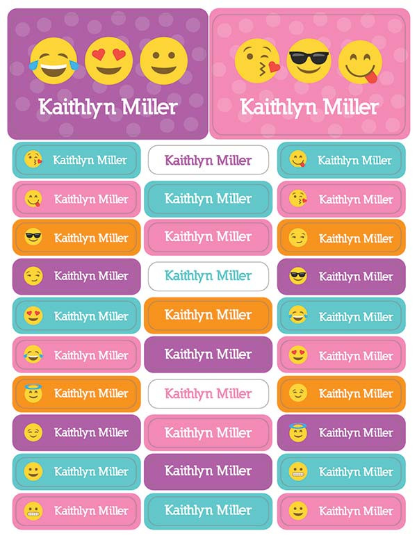Girl Emojis Waterproof Labels Rectangular Pack (Set of 128)