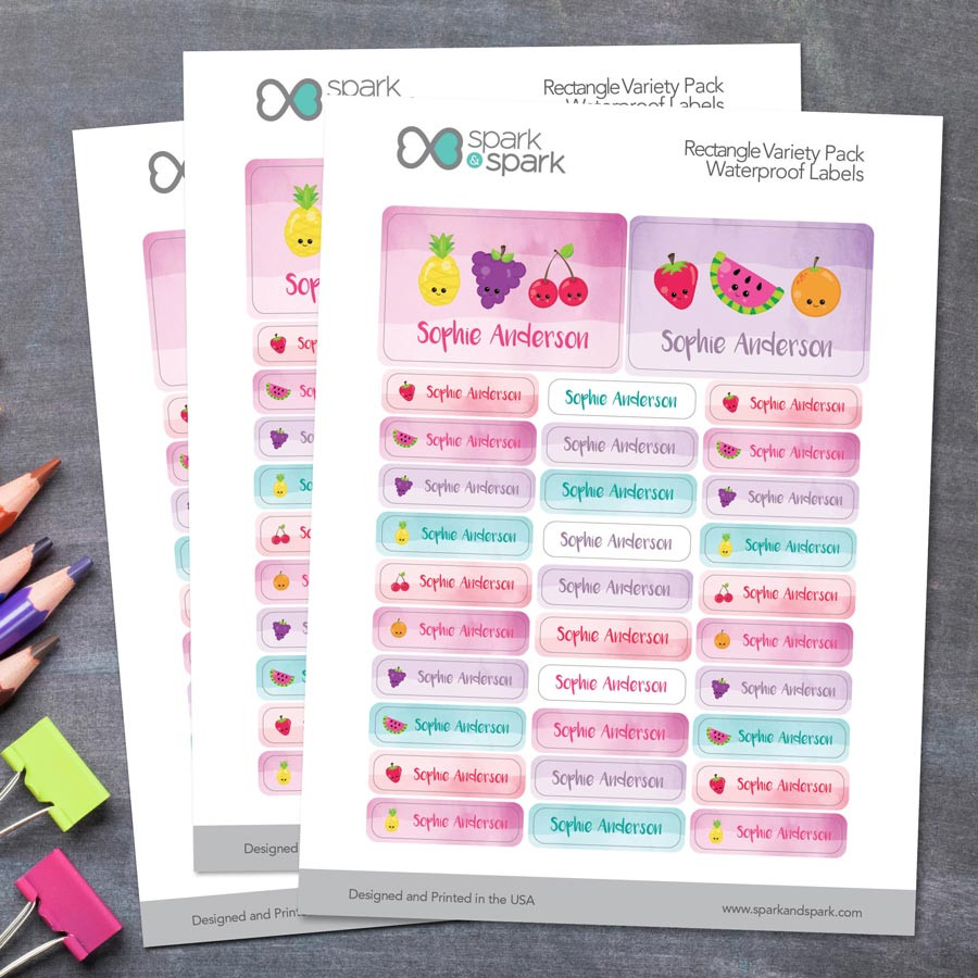 Yummy Fruits Labels Rectangular Pack