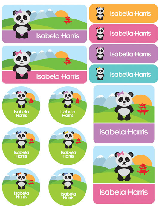 Sweet Panda Waterproof Labels Variety Pack (Set of 56)