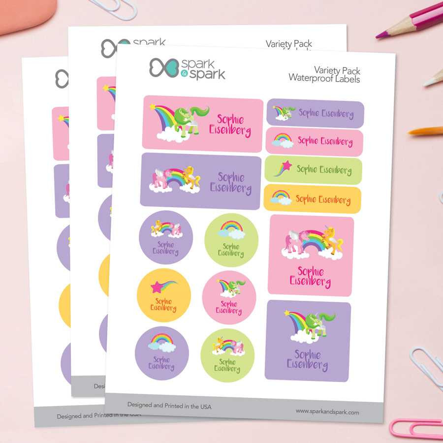 Sweet Unicorns Waterproof Labels Variety Pack