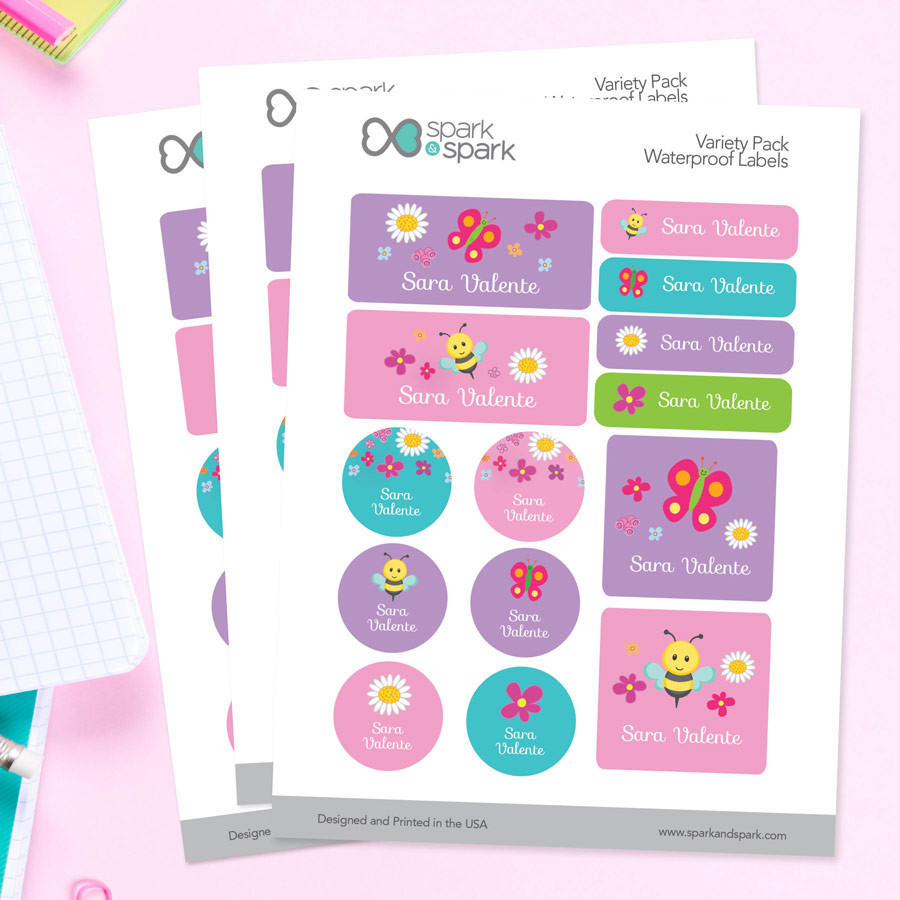 Spring Flowers Waterproof Labels Variety Pack