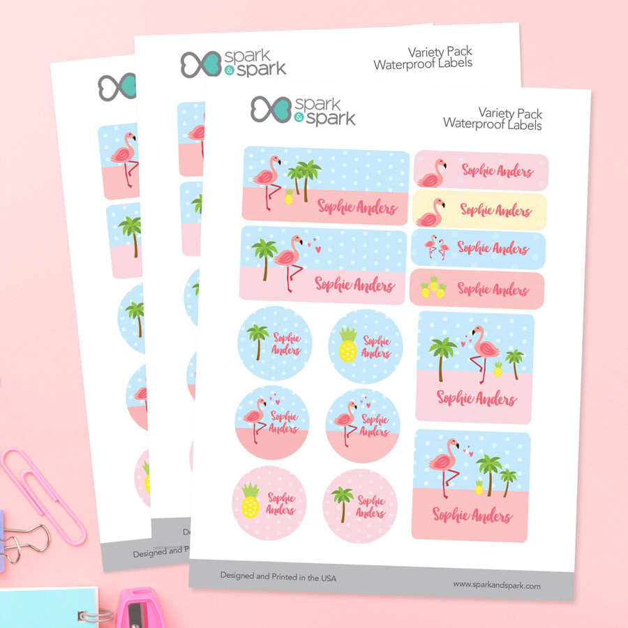 Sweet Flamingo Waterproof Labels Variety Pack