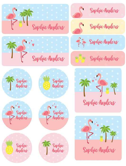 Sweet Flamingo Waterproof Labels Variety Pack (Set of 56)