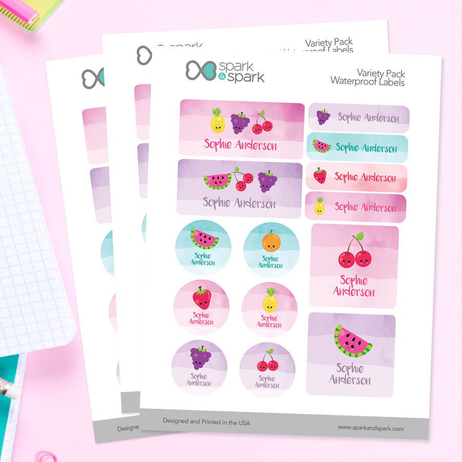 Yummy Fruits Waterproof Labels Variety Pack