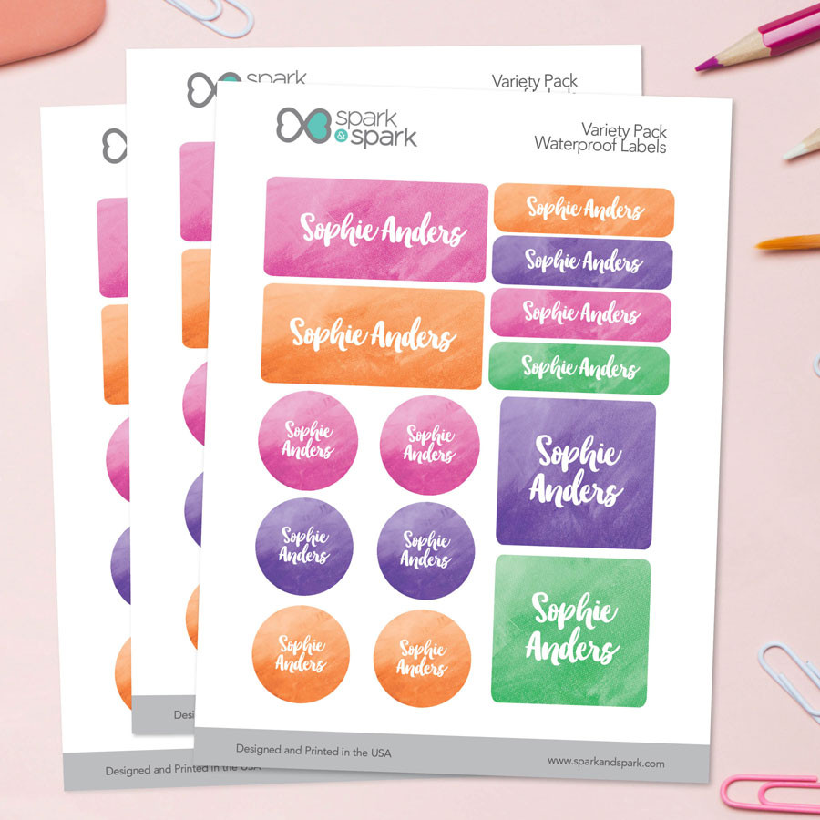 Bold Colorful Name Waterproof Labels Variety Pack