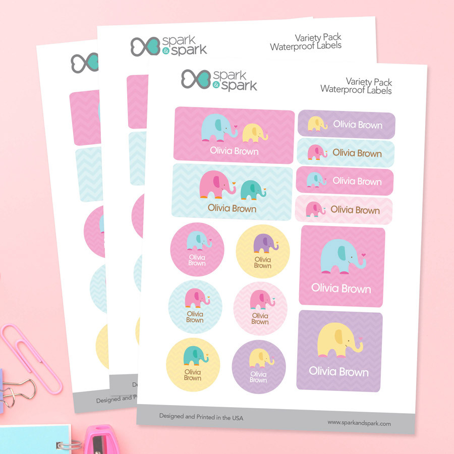 Sweet Elephants Waterproof Labels Variety Pack