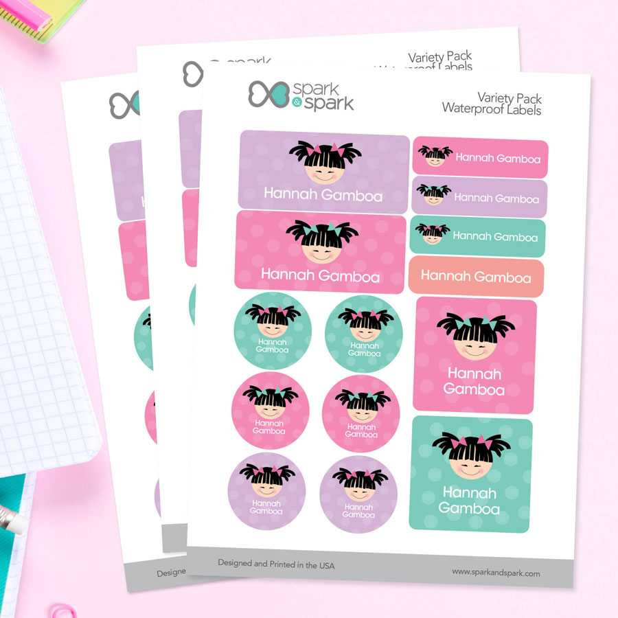 Just like Me Girl Waterproof Labels Variety Pack (Set of 56)