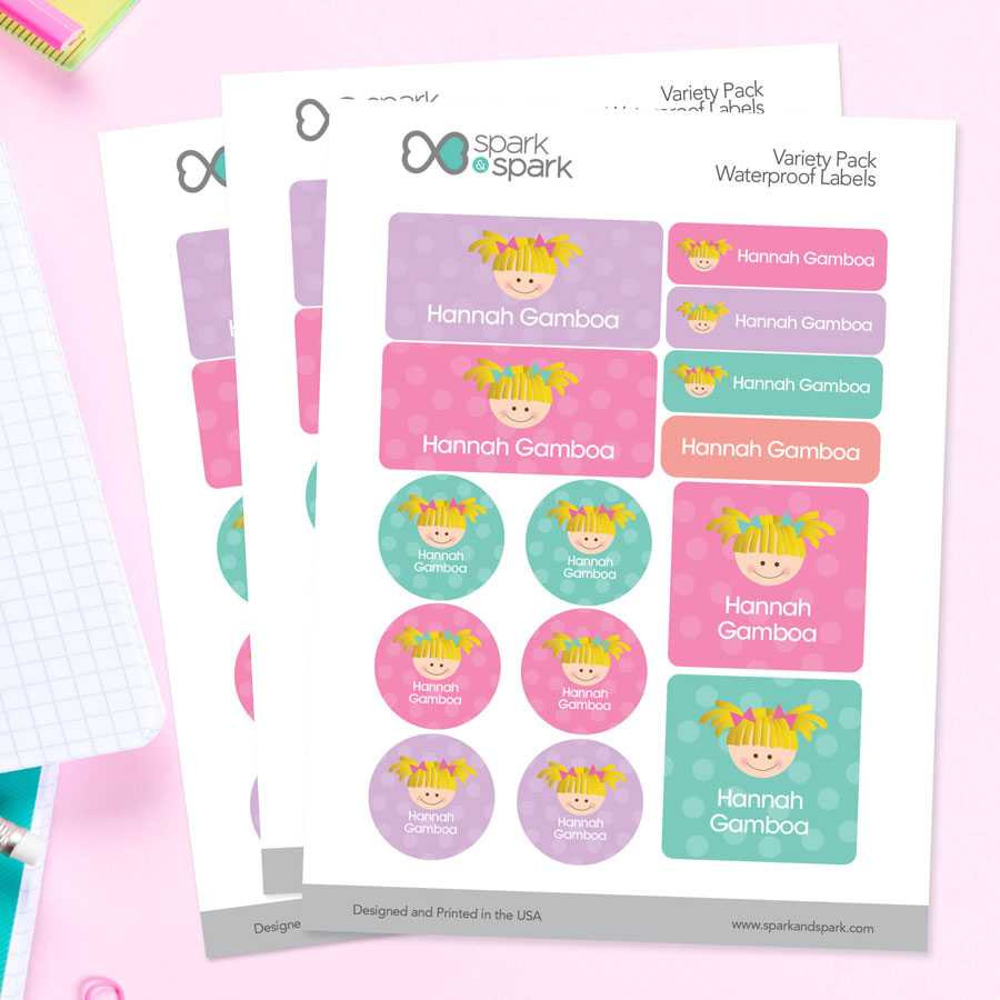 Just like Me Girl Waterproof Labels Variety Pack