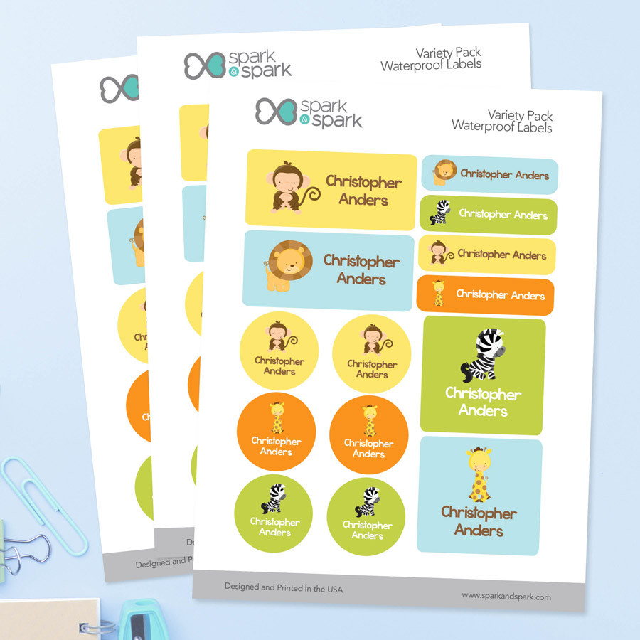 Cute Baby Animals Waterproof Labels Variety Pack (Set of 56)